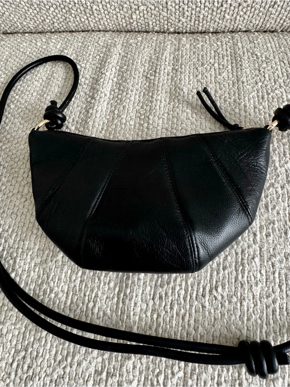 Genuine Leather Crescent Crossbody Bag